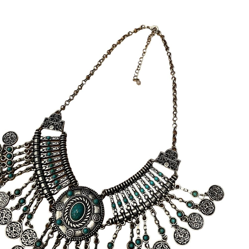 Faux Turquoise Silverstone Statement Necklace Sou… - image 6